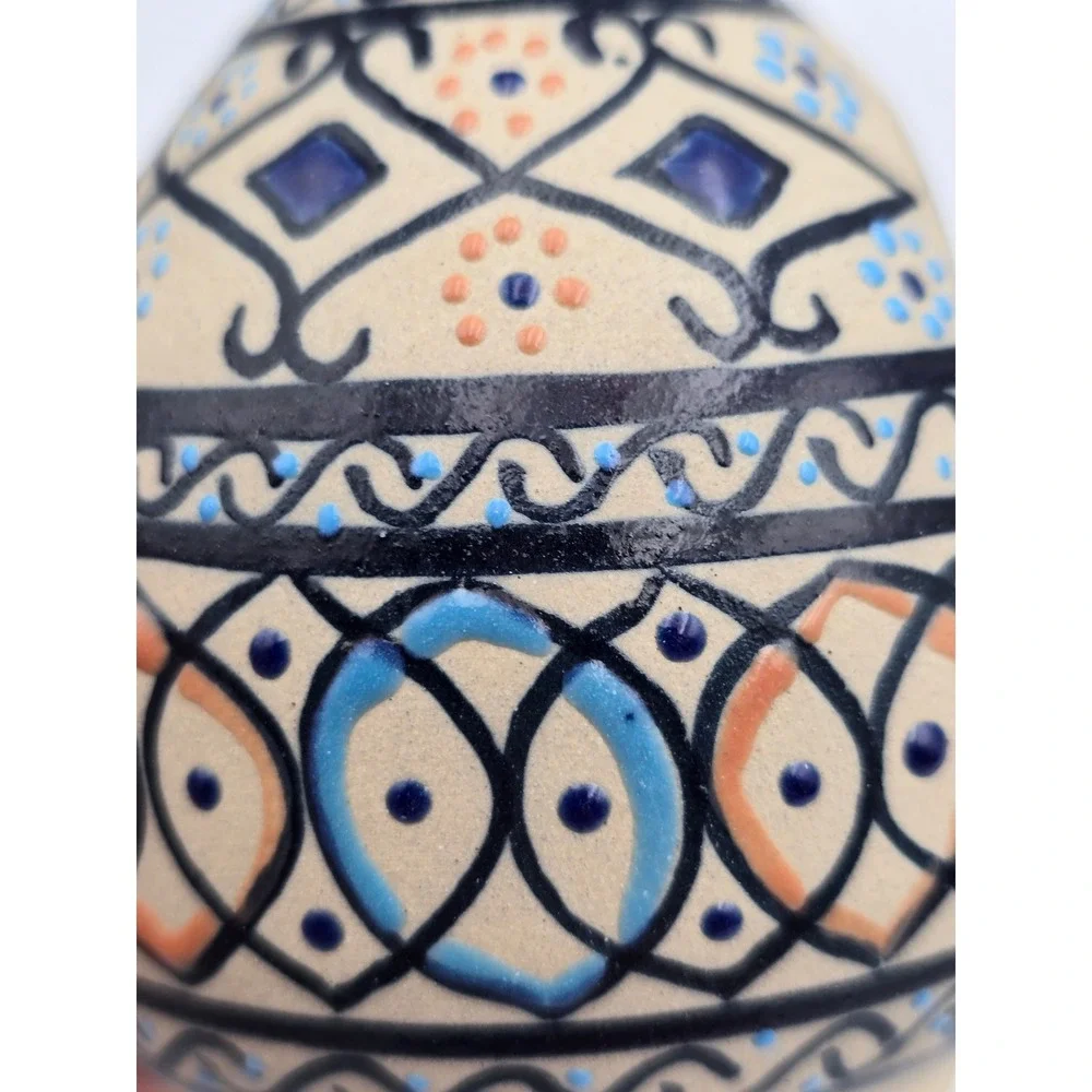 Servin Mexico Ceramic candle holder Blue Hand Painted Pottery Vintage 4in Excell